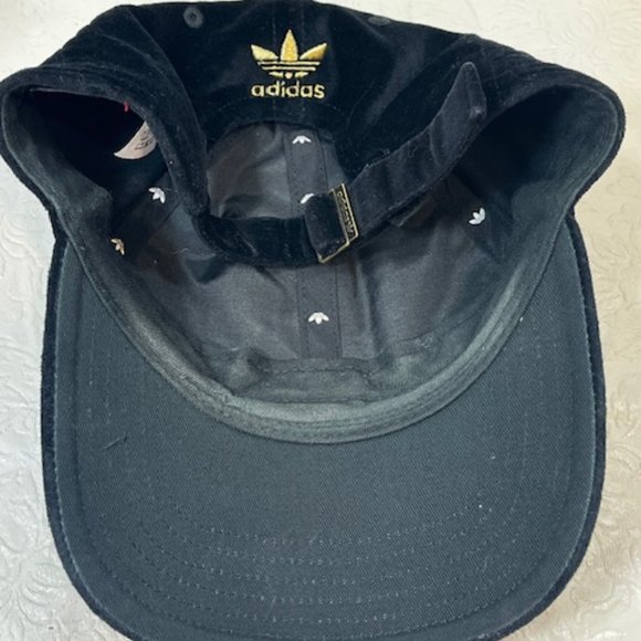 Black Velvet Adidas Cotton Gold Trefoil Embroidered Logo Adjustable Cap Hat - Picture 7 of 12